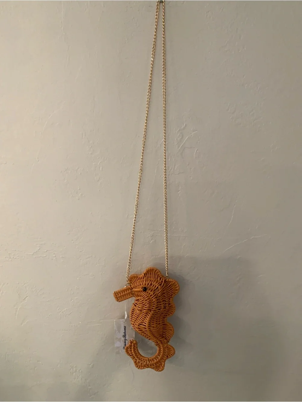 Tommy Bahama Woven Seahorse Crossbody Gold Chain Strap Magnetic Closure NWT